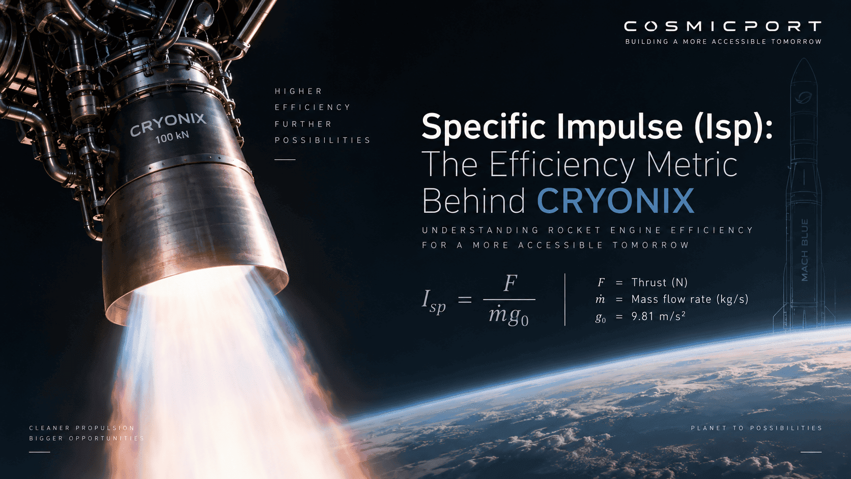 CRYONIX methalox rocket engine illustrating specific impulse (Isp) and rocket propulsion efficiency